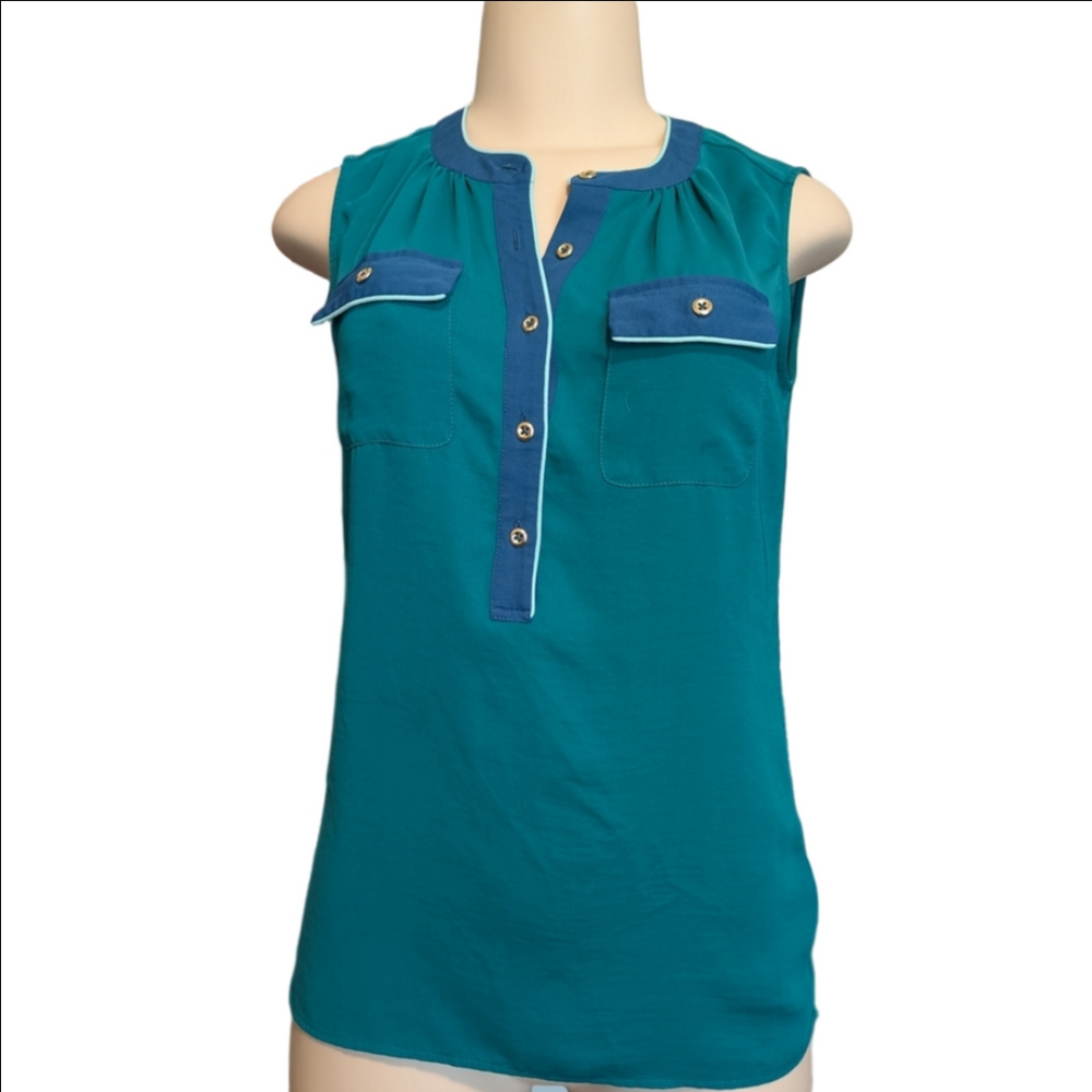 Banana Republic Teal Sleeveless Top with Blue Accents Size XS
